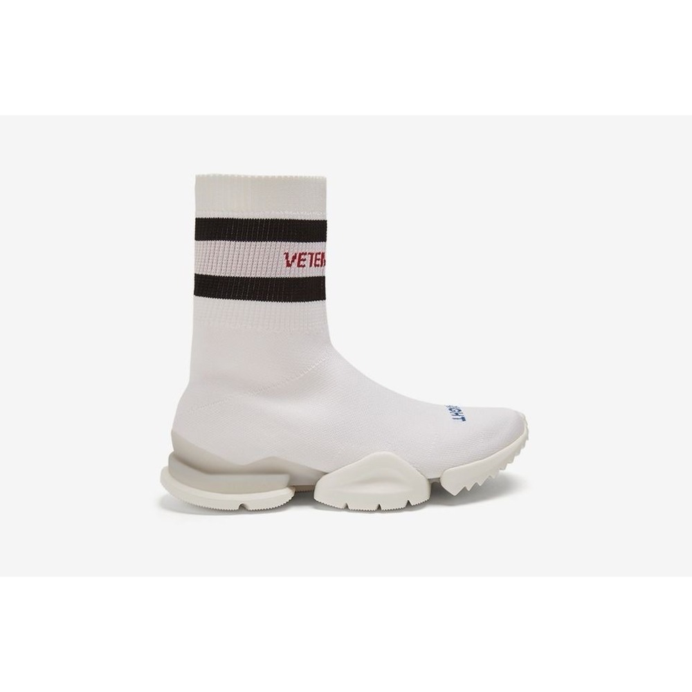 $840‎ VETEMENTS x Reebok Stretch Knit SS Crew High Top Sock Sneakers White 38.5